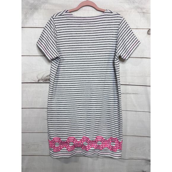 Sail to Sable Dress Size Large White with Blue Stripes Pink Tassels - Picture 2 of 5